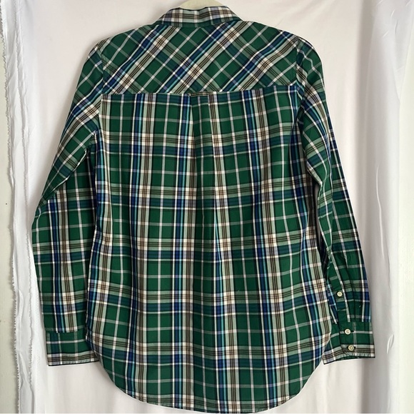NWT! J. Crew Women’s Green Blue Plaid Button Shirt Sz2 Pocket Collared Cotton - Picture 2 of 14